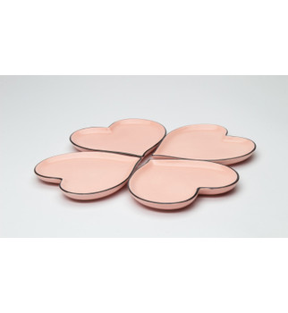 Pink Heart Shaped Porcelain Plates, Set of 4