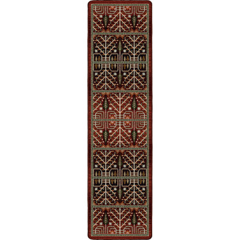 2' x 8' Flourish Forest Garnet Rectangle Runner Nylon Area Rug