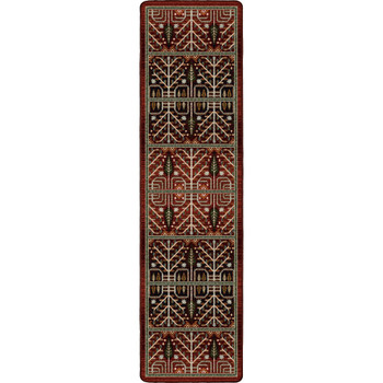 2' x 8' Flourish Forest Garnet Rectangle Runner Nylon Area Rug