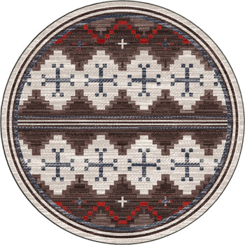 8' Pathways Dusty Brown Round Nylon Area Rug