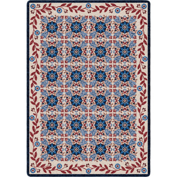 5' x 8' United Quilt Antique Red White Blue Rectangle Nylon Area Rug