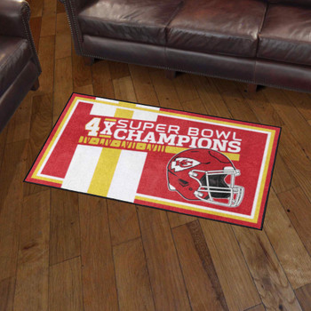 3' x 5' Kansas City Chiefs 4x Super Bowl Champs Dynasty Red Rectangle Rug