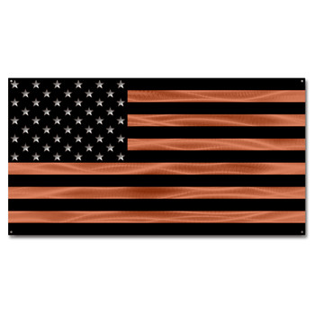 Black & Copper American Flag Metal Wall Art