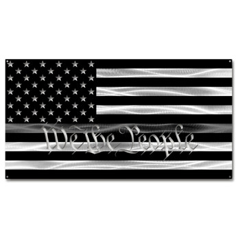 Thin Gray Line Corrections American Flag with "We the People" Metal Wall Art