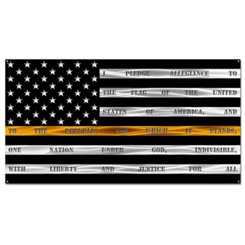 Thin Gold Line Dispatch American Flag with "Pledge of Allegiance" Metal Wall Art