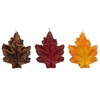 4.5" Fall Maple Leaf Candles, Set of 18