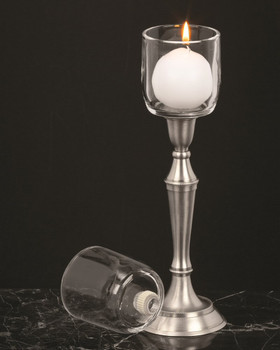 3.75"H Glass Tea Light Candle Holders with Peg, Set of 4