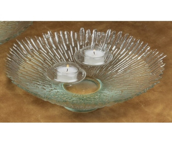 11.75"Dia Starburst Textured Glass Bowls, Set of 2