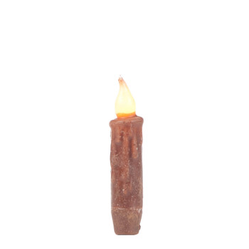 4-Inch Brown Battery Taper Candle with Timer, Pack of 6