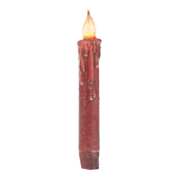 7-Inch Burgundy Battery Taper Candle with Timer, Pack of 6
