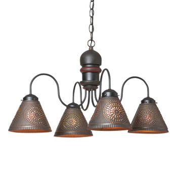 4-Arm Cambridge Wood Chandelier in Rustic Black