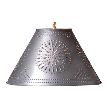 15-Inch Flared Lamp Shade with Chisel in Antique Tin