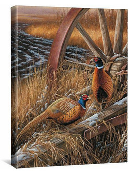 20.5" Rustic Outlook Pheasant Birds Gallery Wrapped Canvas Art Print Wall Art
