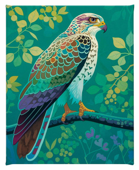 Vibrant Vigil Hawk Bird in Lush Canopy Gallery Wrapped Canvas Art Print Wall Art