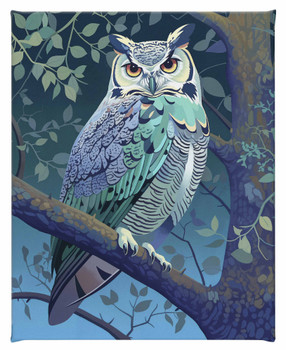Enchanted Vigil Owl Bird in Twilight Canopy Gallery Wrapped Canvas Art Print Wall Art