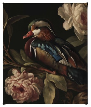Opulent Harmony Wood Duck with Blossoms Gallery Wrapped Canvas Art Print Wall Art