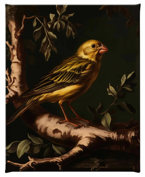 Radiant Melody Yellow Warbler Bird in Verdant Haven Gallery Wrapped Canvas Art Print Wall Art