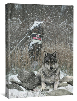 20.5" No Trespassing Wolf Gallery Wrapped Canvas Art Print Wall Art
