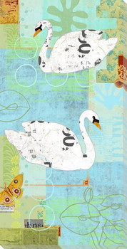 Shore Birds 2 Swans Wrapped Canvas Giclee Art Print Wall Art