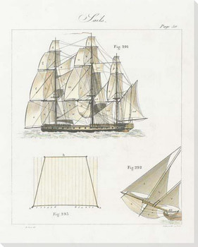 Sails Sailboat Wrapped Canvas Giclee Art Print Wall Art