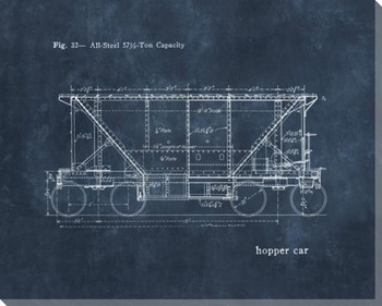 Train Blueprint Hopper Car Wrapped Canvas Giclee Art Print Wall Art