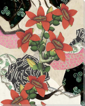 Red Flower Collages 2 Wrapped Canvas Giclee Art Print Wall Art