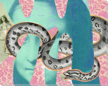 Snake Charmer Blue Wrapped Canvas Giclee Art Print Wall Art