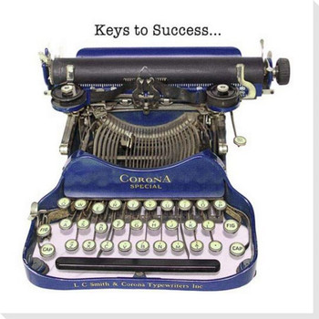 Keys to Success... Typewriter Wrapped Canvas Giclee Art Print Wall Art