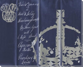 Crown Script on Blue Wrapped Canvas Giclee Print Wall Art