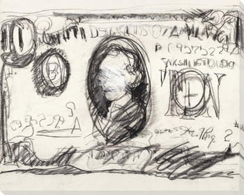 Abstract Ten Dollar Bill Drawing Wrapped Canvas Giclee Print