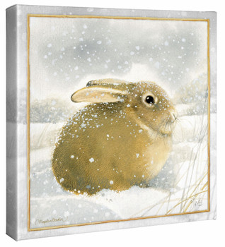 14" x 14" Seeking Shelter from the Storm Bunny Rabbit Wrapped Canvas Wall Art