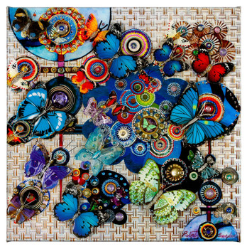 14" x 14" Butterfly Blues Wrapped Canvas Wall Art
