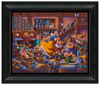 19" x 22.5" Disney Snow White Dancing with the Dwarfs Framed Canvas Wall Art