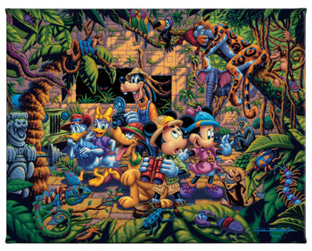 11" x 14" Disney Mickey & Friends Exploring the Jungle Wrapped Canvas Wall Art