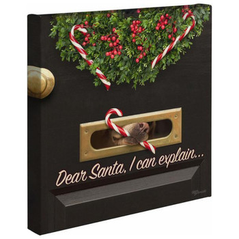14" x 14" Kane Dog with Candy Cane & Explanation Wrapped Canvas Wall Art