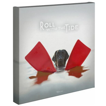 14" x 14" Roll With The Tide Black Labrador Wrapped Canvas Wall Art