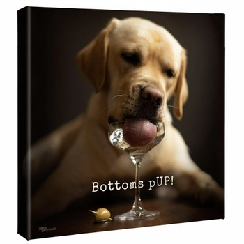 14" x 14" Olive Puppy Wrapped Canvas Wall Art