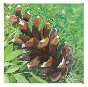 14" x 14" Pine Cone Wrapped Canvas Wall Art
