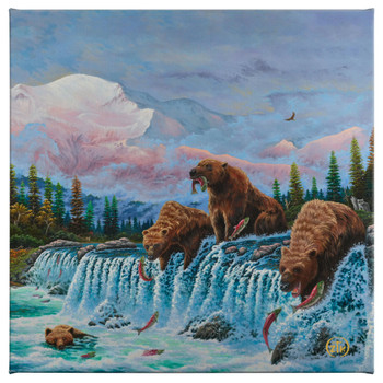 14" x 14" Spirit of Denali Bears Fishing Wrapped Canvas Wall Art