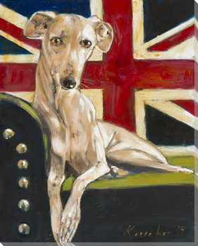 British Whippet Dog Wrapped Canvas Giclee Print Wall Art