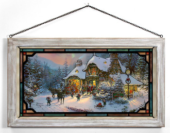 23" Santa's Night Before Christmas Framed Glass Art