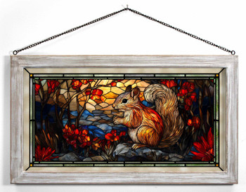 23" Dusk's Acrobat Squirrel Framed Glass Art