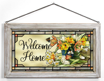 23" Welcome Home Framed Glass Art