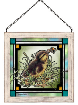 9" x 9" Duckling Distraction Square Framed Glass Art