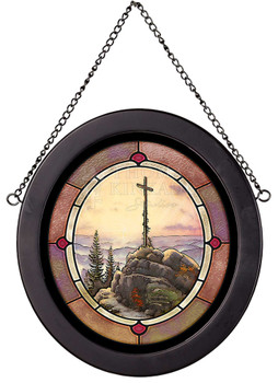 9" x 8" Sunrise Oval Framed Glass Art