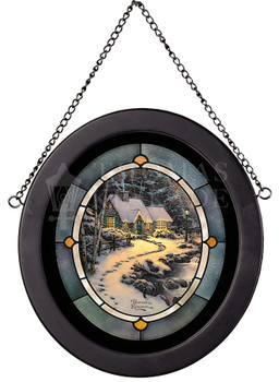 9" x 8" Evening Glow Oval Framed Glass Art