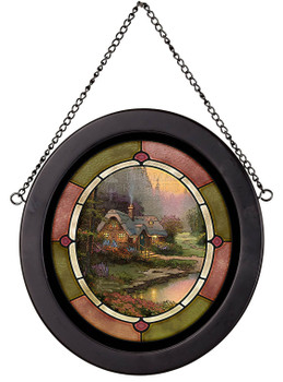9" x 8" Meadowood Cottage Oval Framed Glass Art