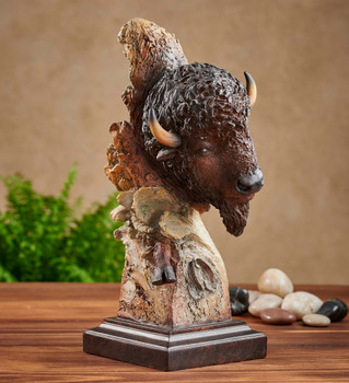 Dust & Thunder Bison Hand Painted Sculpture by Joe Slockbower