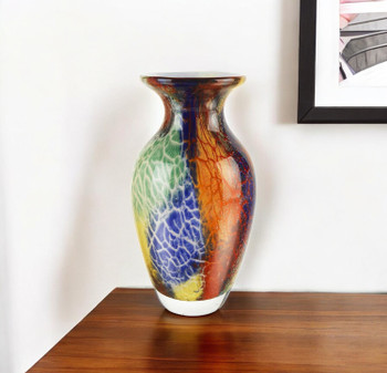 11" Multicolor Art Glass Vase