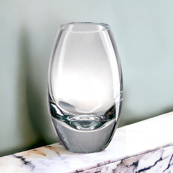 7" Clear Lead Free Crystal Oval Table Vase